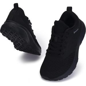 imageJoomra Womens Wide Toe Box Shoes for Size 8w Fashion Gym Running Workout Walking Outdoor Cushioning Knit Tennis Sneakers Black 39