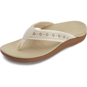 imageJoomra Womens Flip Flops Arch Support Orthotic Toe Post Thong SandalsKhaki