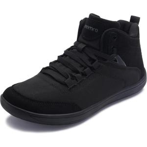 imageJoomra Womens Barefoot High Top Shoes Size 9W Fashion Wide Toe Box Whitin Mid Ankle Walking Minimalist Zero Drop Casual Gym Tennis Sneakers Black 40