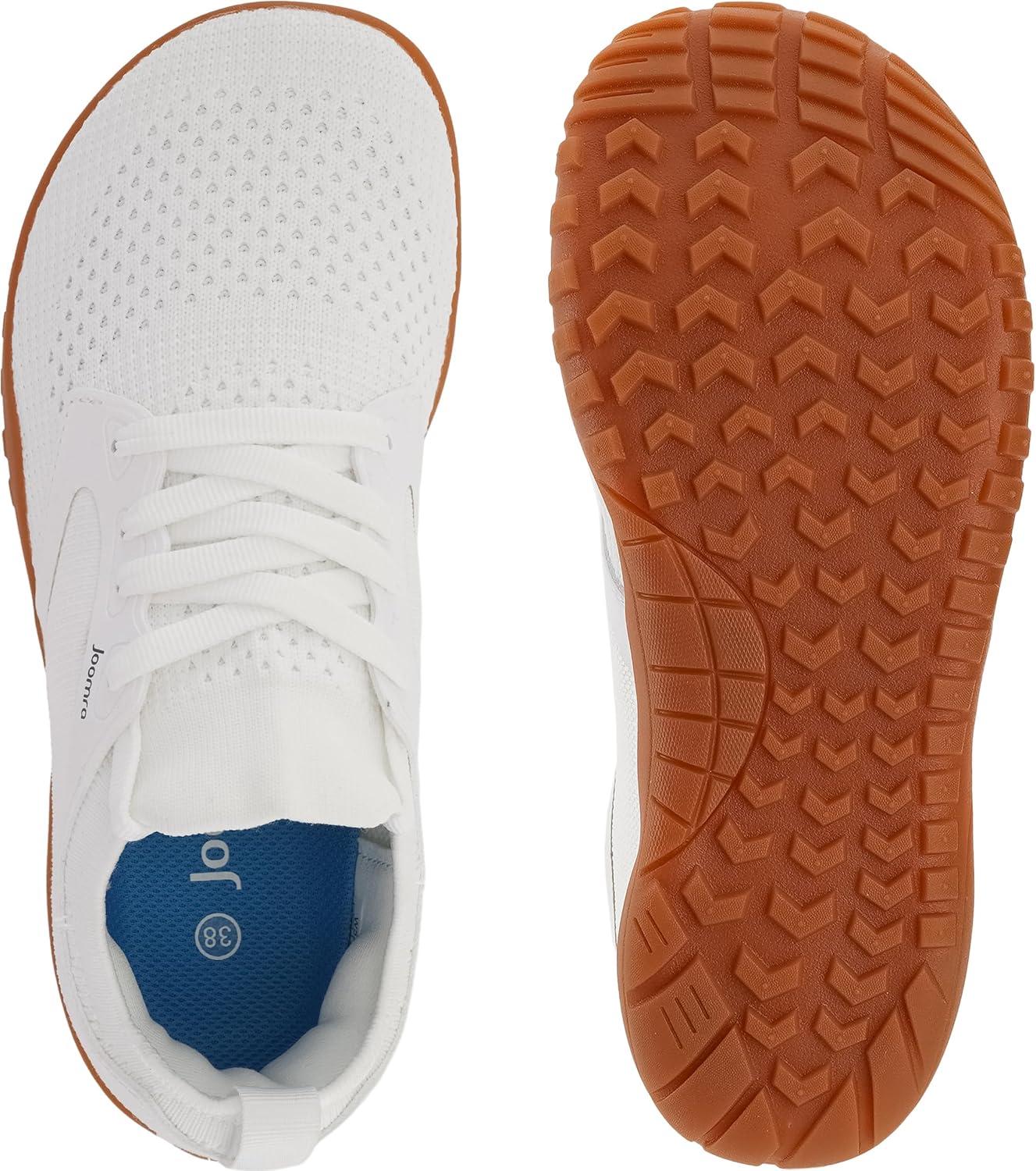 imageJoomra Womens Wide Minimalist Barefoot Shoes  Wide Toe Box Fashion Sneakers  Zero Drop Grippy SolePure White