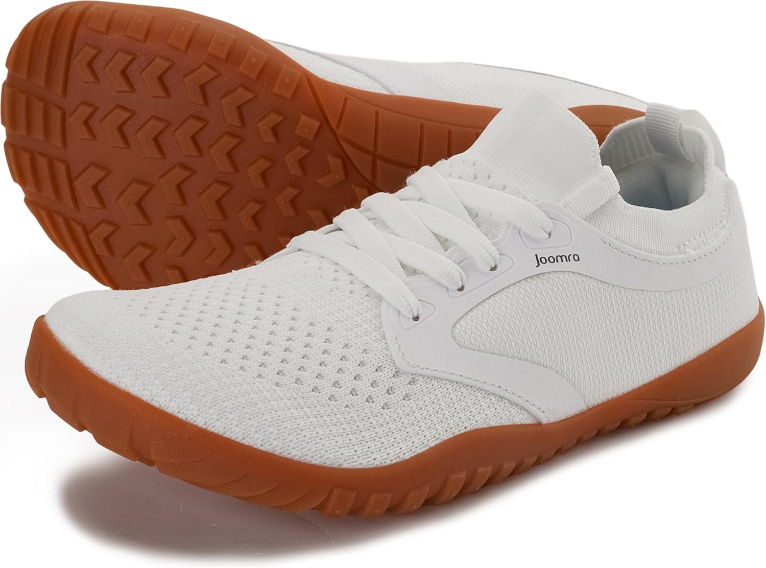 imageJoomra Womens Wide Minimalist Barefoot Shoes  Wide Toe Box Fashion Sneakers  Zero Drop Grippy SolePure White