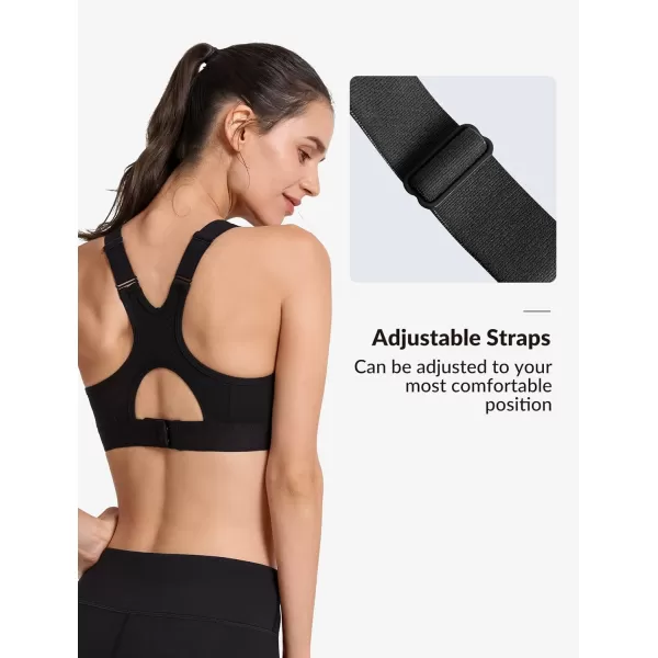 Yvette Adjustable High Impact Support Bra  Racerback Sports Bras for Rnning WorkoutBlack