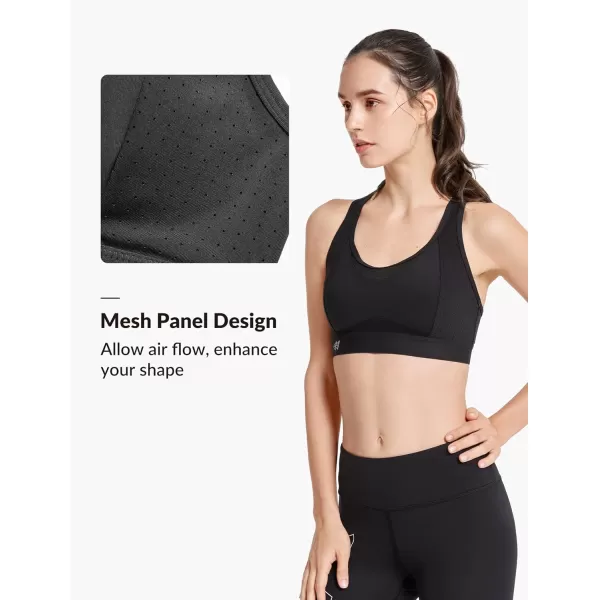 Yvette Adjustable High Impact Support Bra  Racerback Sports Bras for Rnning WorkoutBlack