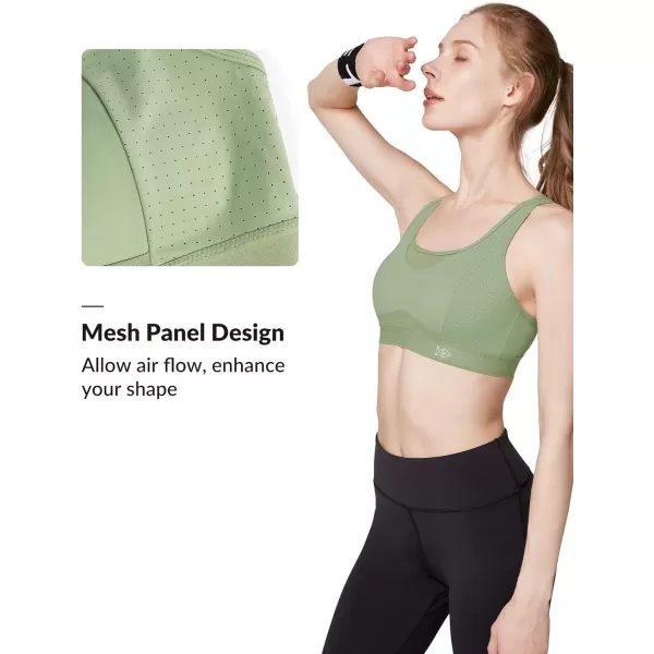 Yvette Adjustable High Impact Support Bra  Racerback Sports Bras for Rnning WorkoutGreen