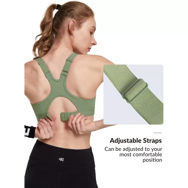 Yvette Adjustable High Impact Support Bra  Racerback Sports Bras for Rnning WorkoutGreen