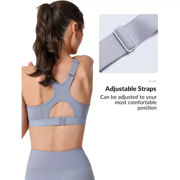 Yvette Adjustable High Impact Support Bra  Racerback Sports Bras for Rnning WorkoutGrey