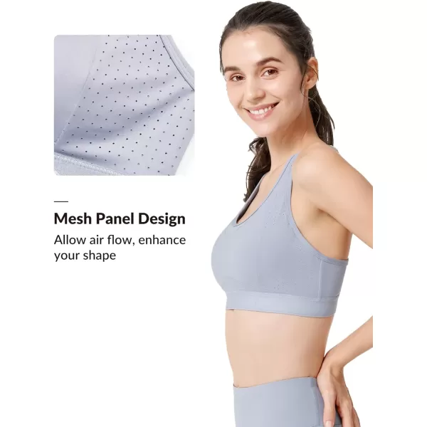 Yvette Adjustable High Impact Support Bra  Racerback Sports Bras for Rnning WorkoutGrey