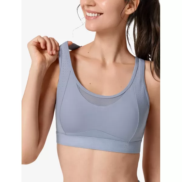 Yvette Adjustable High Impact Support Bra  Racerback Sports Bras for Rnning WorkoutGrey
