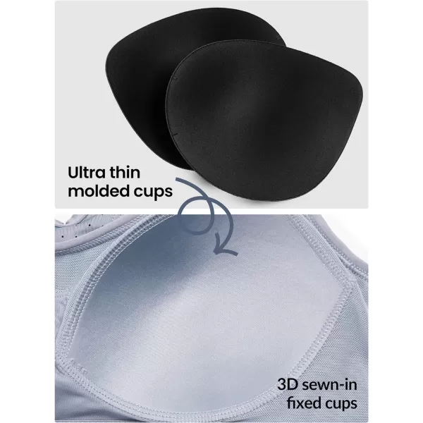 Yvette Adjustable High Impact Support Bra  Racerback Sports Bras for Rnning WorkoutGrey