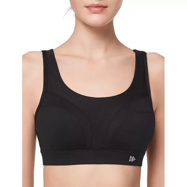 Yvette Adjustable Molded Cup Supportive Sports Bras  High Impact Wireless Bra for Large BreastsBlack