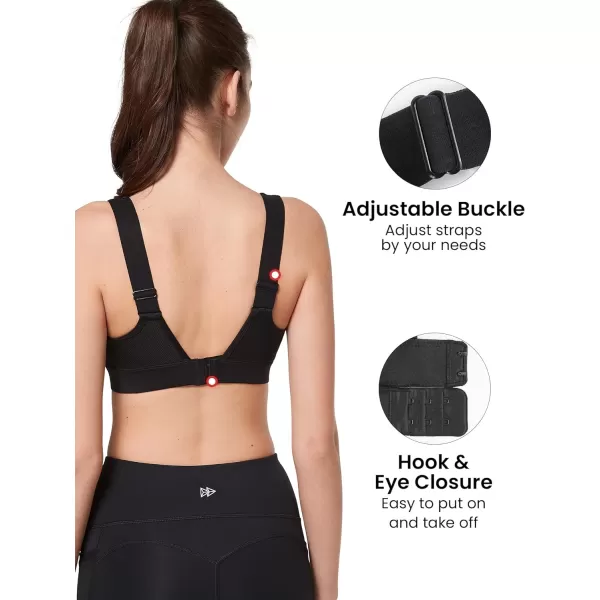 Yvette Adjustable Molded Cup Supportive Sports Bras  High Impact Wireless Bra for Large BreastsBlack