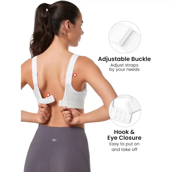 Yvette Adjustable Molded Cup Supportive Sports Bras  High Impact Wireless Bra for Large BreastsWhite