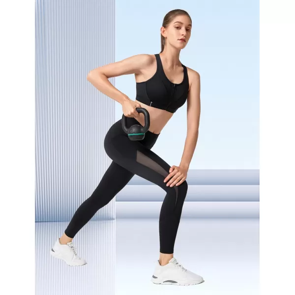 Yvette Adjustable Sports Bra High Impact Front Closure Sports Bras for Women High Support for Large BustBlack
