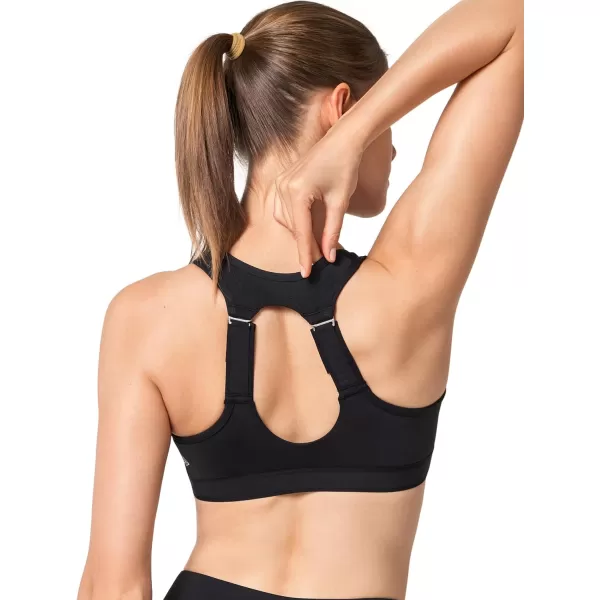 Yvette Adjustable Sports Bra High Impact Front Closure Sports Bras for Women High Support for Large BustBlack