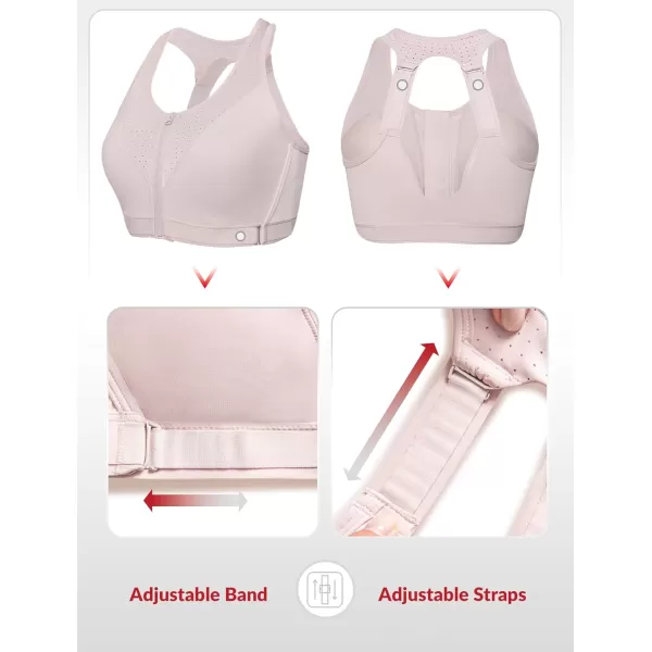 Yvette Adjustable Sports Bra High Impact Front Closure Sports Bras for Women High Support for Large BustPurple