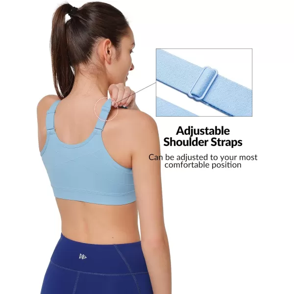 Yvette Adjustable Sports Bras for Women High Impact  Zip Front Sports Bra Plus Size for Running WorkoutBlue