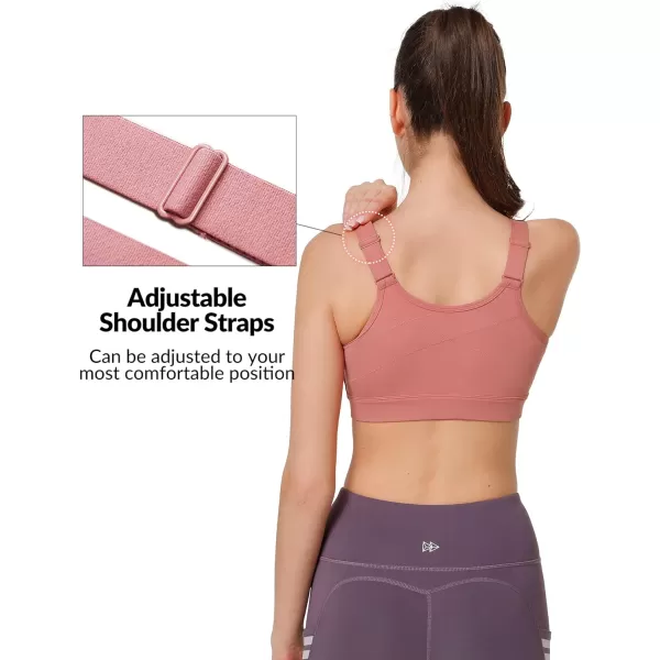 Yvette Adjustable Sports Bras for Women High Impact  Zip Front Sports Bra Plus Size for Running WorkoutRose Red