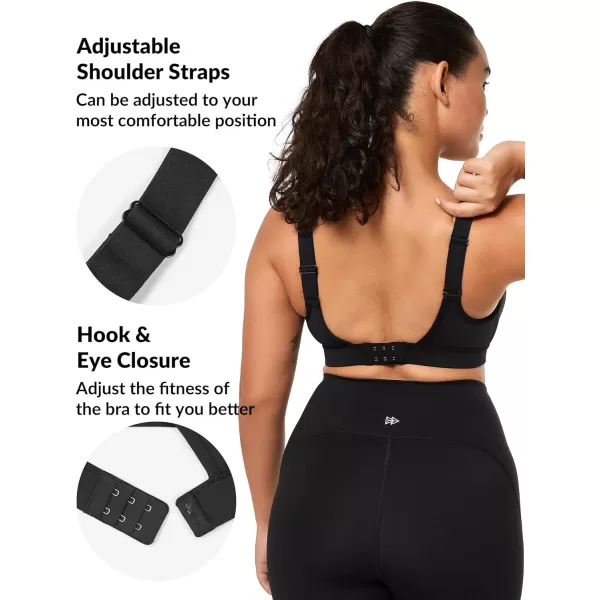 Yvette Adjustable Sports Bras for Women High Impact Support Running Workout Fitness Bra for Large BustBlack