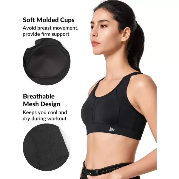 Yvette Adjustable Sports Bras for Women High Impact Support Running Workout Fitness Bra for Large BustBlack