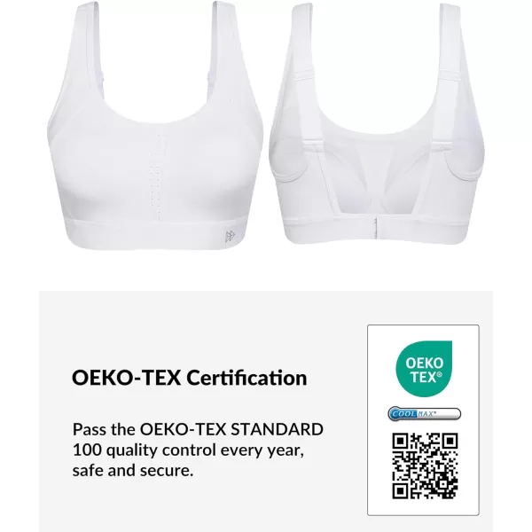 Yvette Adjustable Sports Bras for Women High Impact Support Running Workout Fitness Bra for Large BustWhite