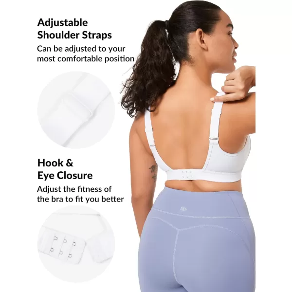 Yvette Adjustable Sports Bras for Women High Impact Support Running Workout Fitness Bra for Large BustWhite