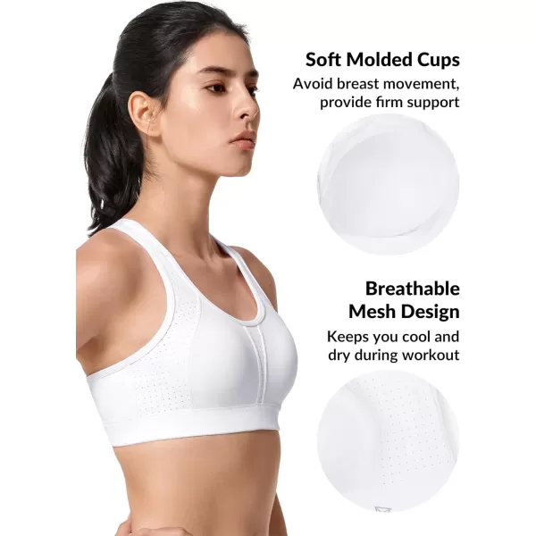 Yvette Adjustable Sports Bras for Women High Impact Support Running Workout Fitness Bra for Large BustWhite