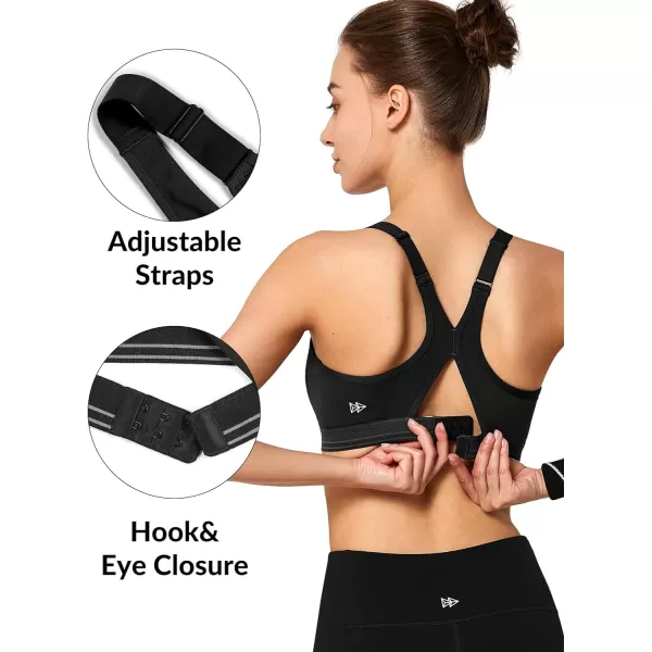 Yvette Adjustable XBack Sports Bra High Support Plus SizeBlack