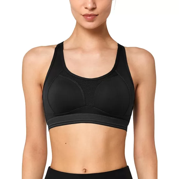 Yvette Adjustable XBack Sports Bra High Support Plus SizeBlack