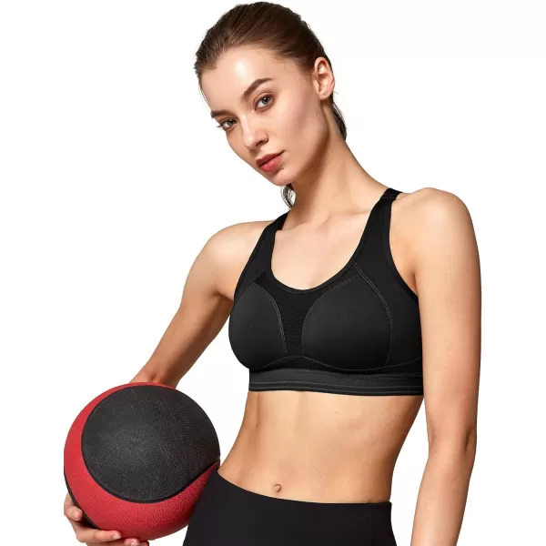 Yvette Adjustable XBack Sports Bra High Support Plus SizeBlack