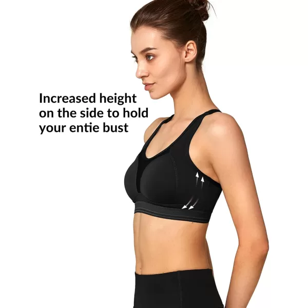 Yvette Adjustable XBack Sports Bra High Support Plus SizeBlack