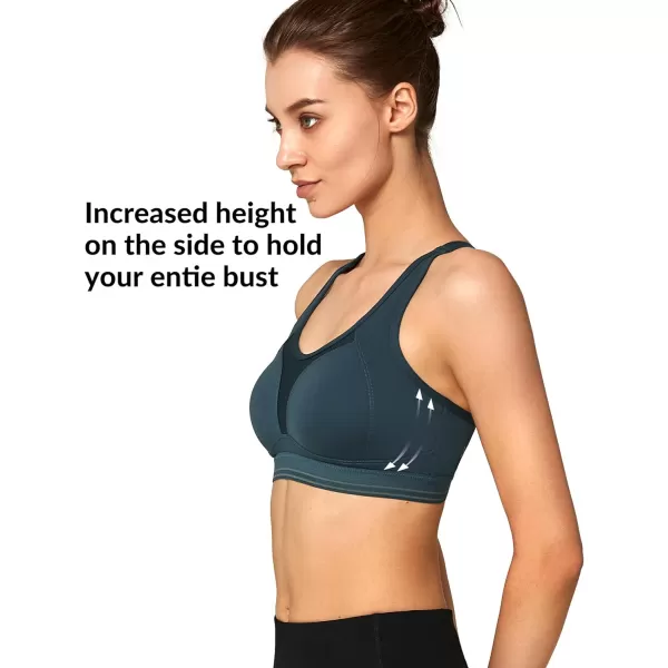 Yvette Adjustable XBack Sports Bra High Support Plus SizeHaze Blue