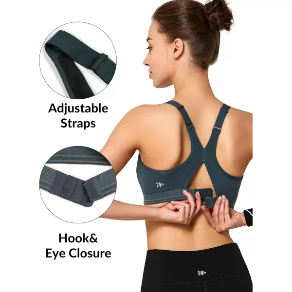 Yvette Adjustable XBack Sports Bra High Support Plus SizeHaze Blue