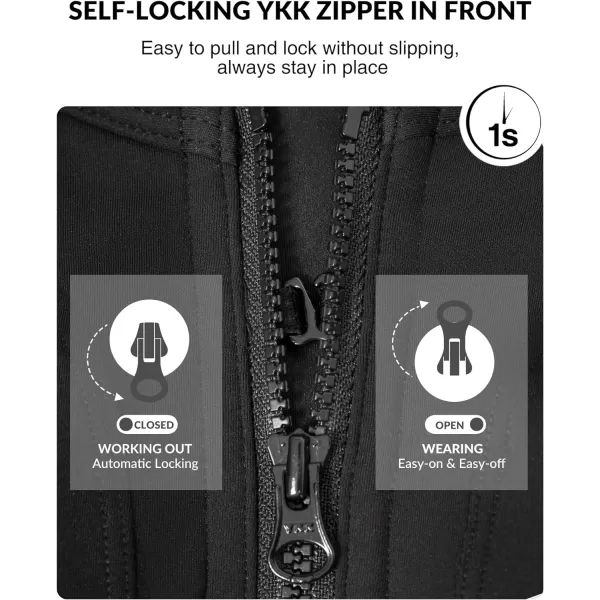 Yvette Adjustable Zip Front Sports Bras for Women High Impact Supportive Sports Bra High Support Large Bust for RunningBlack