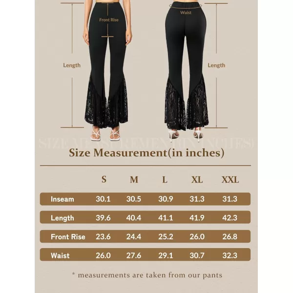 Yvette Bell Bottom Lace Flare Pants High Waisted PetitePlus Size Womens Sexy Dressy or Casual Stretchy Black amp PrintedBlack  Lacy Patchwork