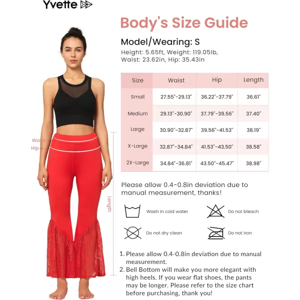 Yvette Bell Bottom Lace Flare Pants High Waisted PetitePlus Size Womens Sexy Dressy or Casual Stretchy Black amp PrintedRed  Lacy Patchwork