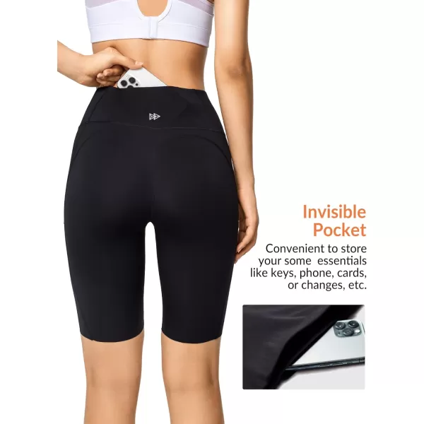 Yvette Biker Shorts Leggings with Pockets for Women High Waist Tummy Control Moisure Wicking Bike PantsBlack