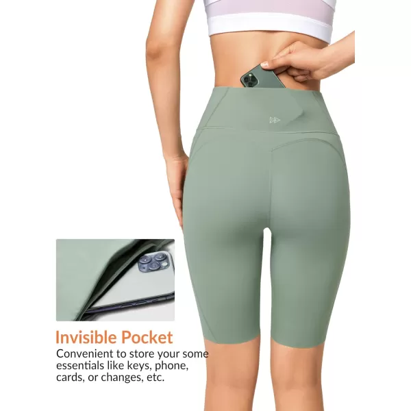Yvette Biker Shorts Leggings with Pockets for Women High Waist Tummy Control Moisure Wicking Bike PantsGreen