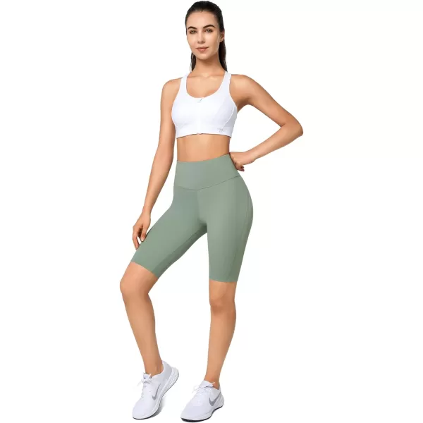 Yvette Biker Shorts Leggings with Pockets for Women High Waist Tummy Control Moisure Wicking Bike PantsGreen