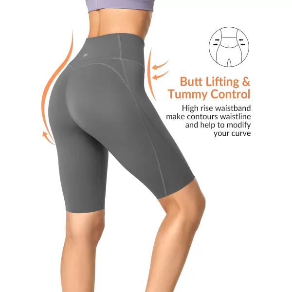 Yvette Biker Shorts Leggings with Pockets for Women High Waist Tummy Control Moisure Wicking Bike PantsTurquoise