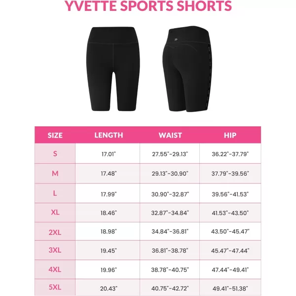 Yvette Biker Shorts with Pockets for Women High Waisted Tummy Control Yoga Workout Running LeggingsBlack