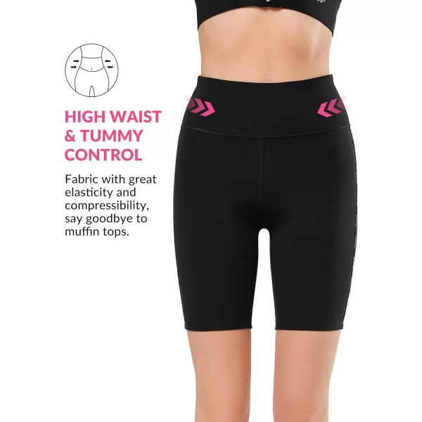 Yvette Biker Shorts with Pockets for Women High Waisted Tummy Control Yoga Workout Running LeggingsBlack