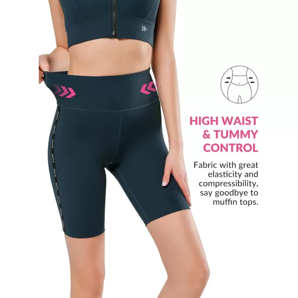 Yvette Biker Shorts with Pockets for Women High Waisted Tummy Control Yoga Workout Running LeggingsBlue