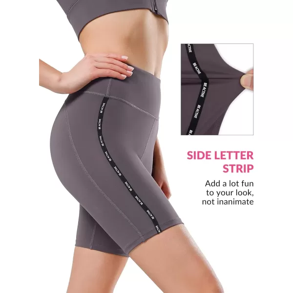 Yvette Biker Shorts with Pockets for Women High Waisted Tummy Control Yoga Workout Running LeggingsRed
