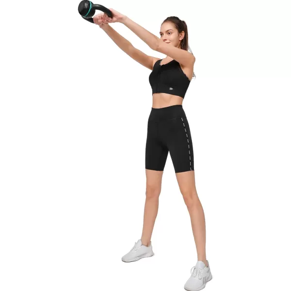 Yvette Biker Shorts with Pockets for Women High Waisted Tummy Control Yoga Workout Running LeggingsRed