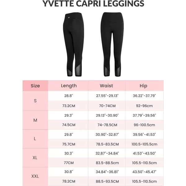 Yvette Capri Leggings High Waisted Mesh Splicing Workout Leggings Butt Lifting Tummy Control Workout Leggings for WomenBlack