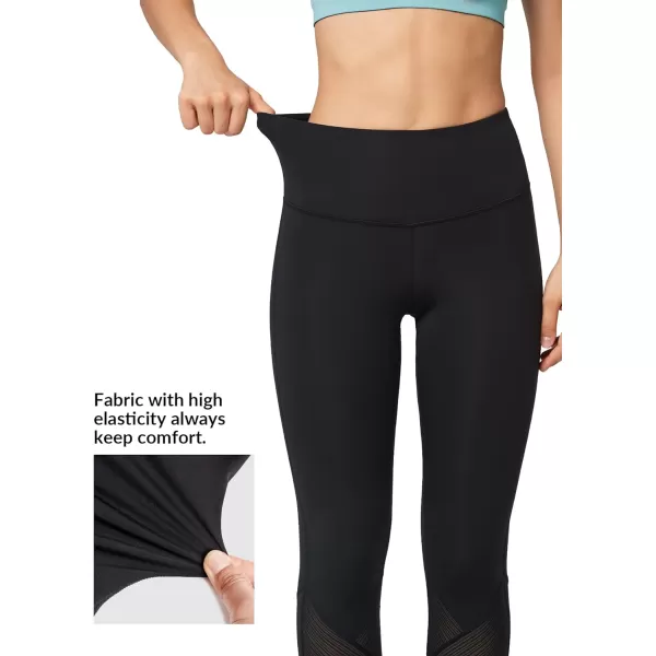 Yvette Capri Leggings High Waisted Mesh Splicing Workout Leggings Butt Lifting Tummy Control Workout Leggings for WomenBlack