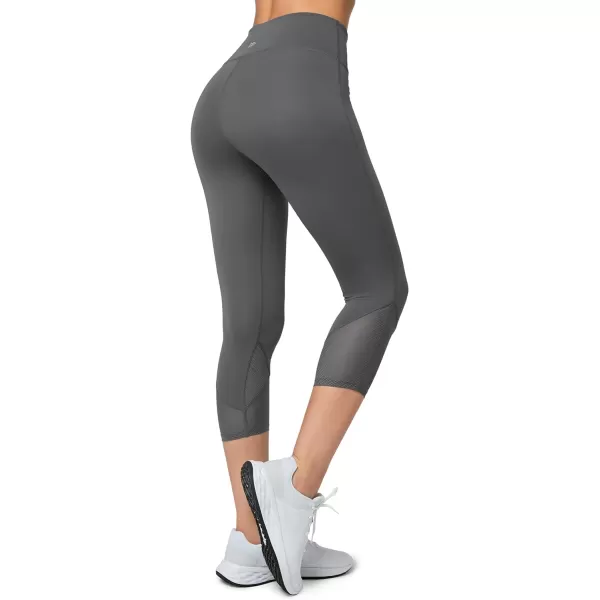 Yvette Capri Leggings High Waisted Mesh Splicing Workout Leggings Butt Lifting Tummy Control Workout Leggings for WomenGrey
