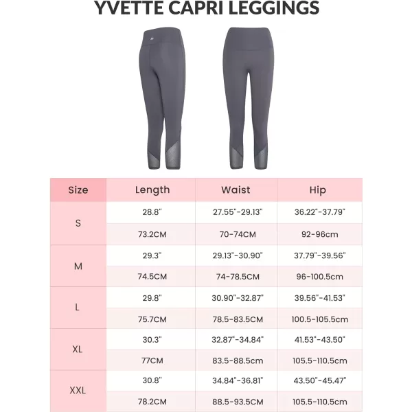 Yvette Capri Leggings High Waisted Mesh Splicing Workout Leggings Butt Lifting Tummy Control Workout Leggings for WomenGrey