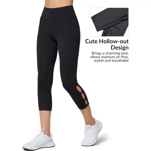 Yvette Capri Leggings for Women High Waist Tummy Control Workout Running Tights with HollowOut DesignYvette Capri Leggings for Women High Waist Tummy Control Workout Running Tights with HollowOut Design