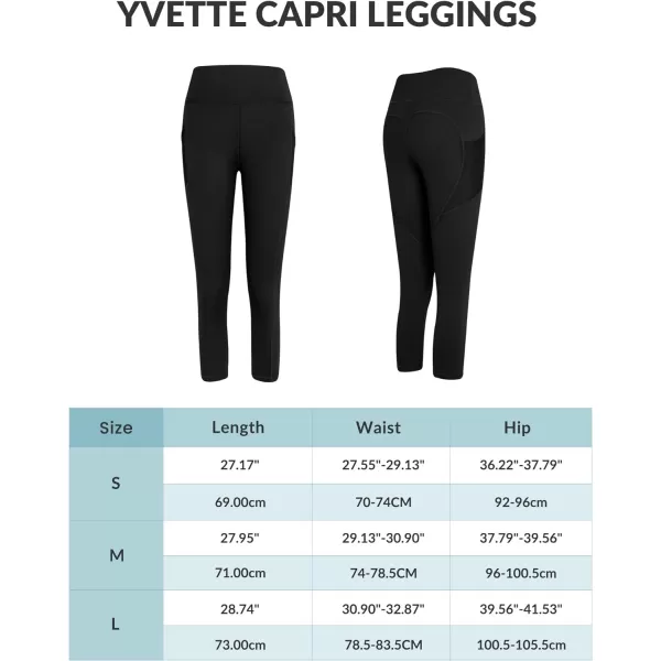 Yvette Capri Leggings for Women with Pockets High Waisted Tummy Control Workout Yoga Pants Buttery SoftBlack